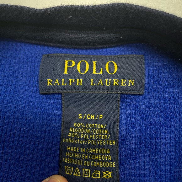 Men’s Polo Ralph Lauren Long Sleeve Thermal Shirt Size Small Blue - Picture 3 of 3